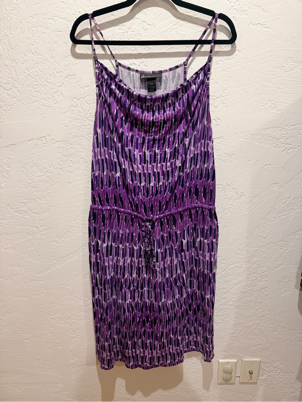 Lane Bryant Purple Printed Slip Dress with Tie Waist